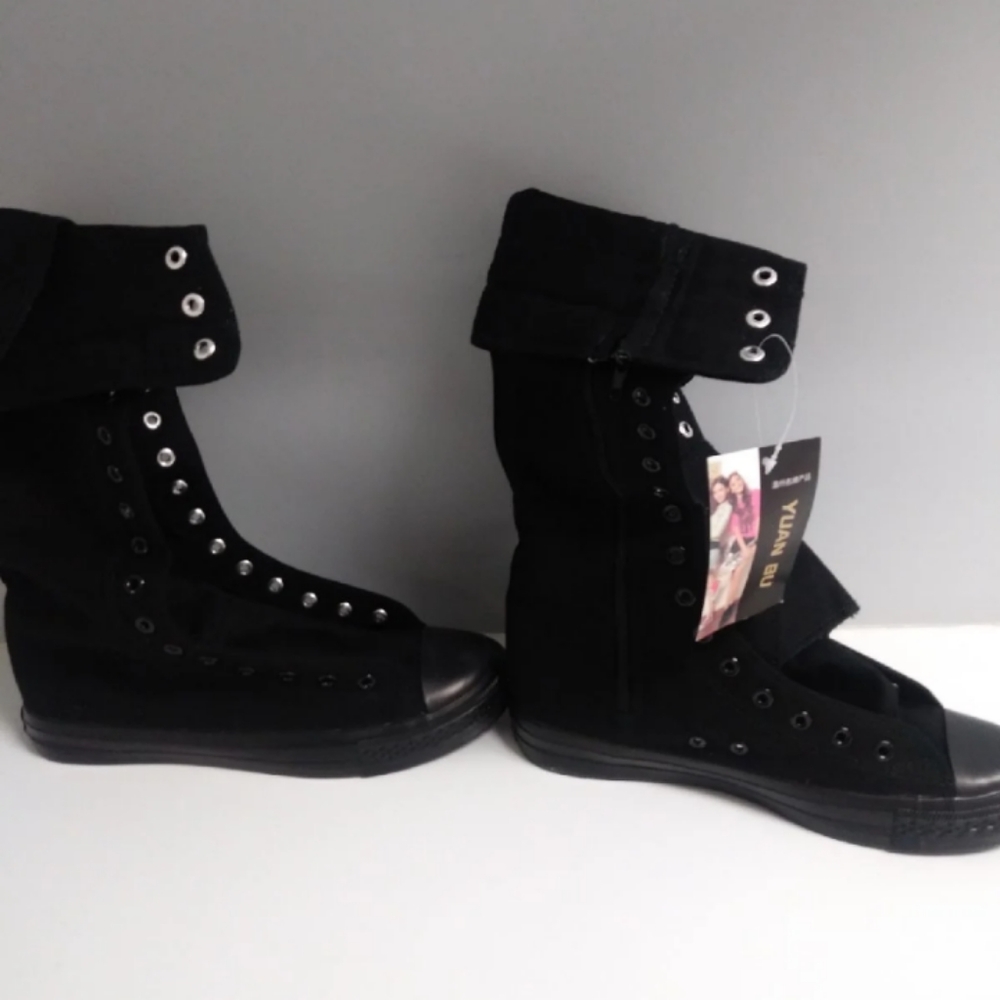 Punk zip up & lace up shoes